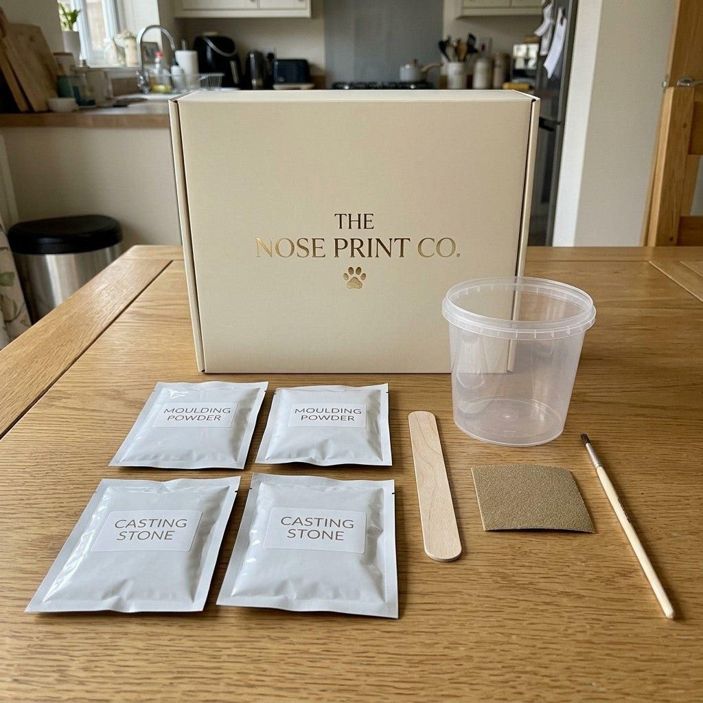 What is included: two moulding powder sachets, two casting stone sachets, mixing tub, stirrer, sanding pad and brush